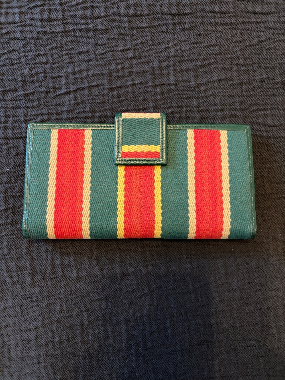 Vintage Made In Italy Striped Green, Red & Yellow Women's Wallet